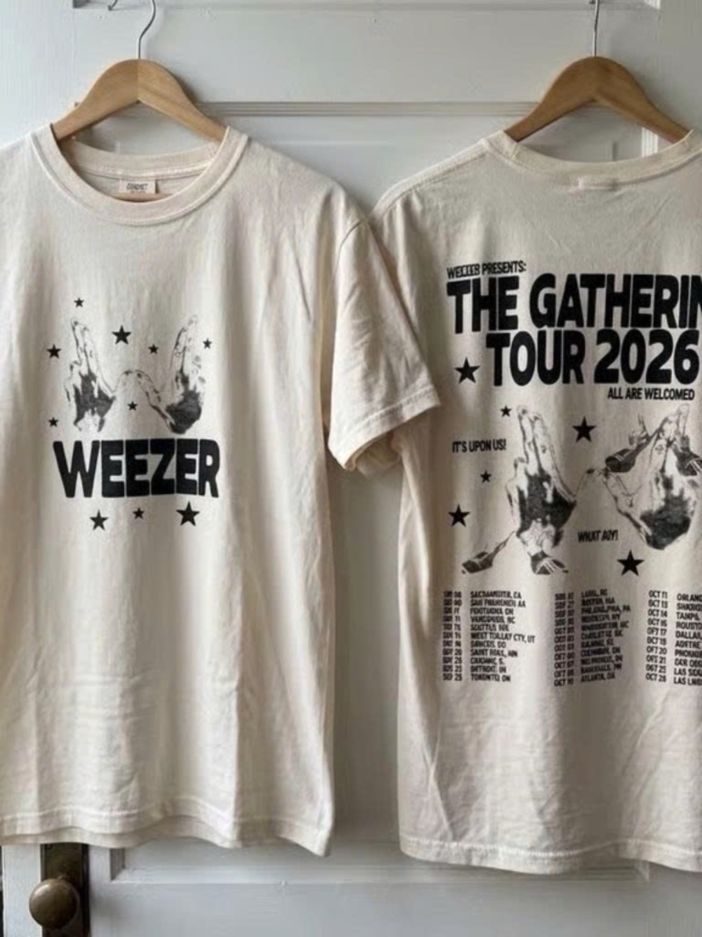 Vintage Weezer The Gathering Tour 2026 Cream Graphic T-Shirt